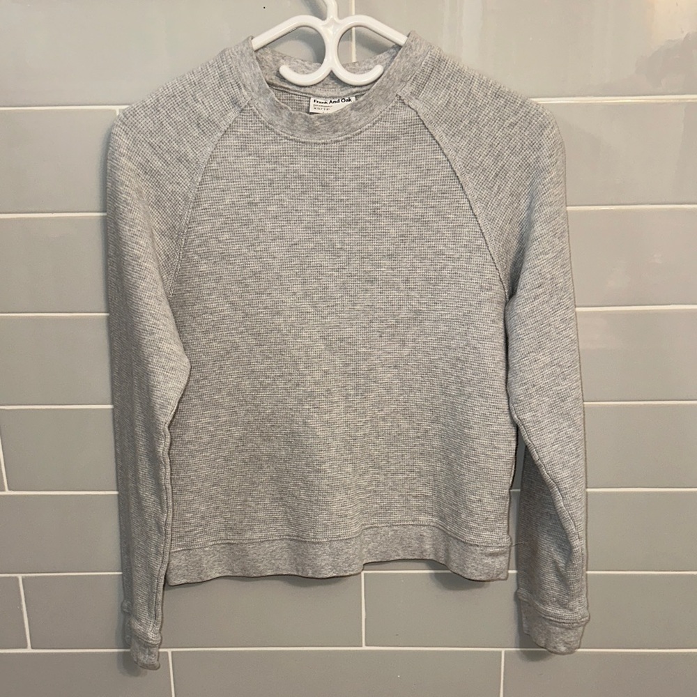 Frank & Oak Gray Waffle Knit Shirt